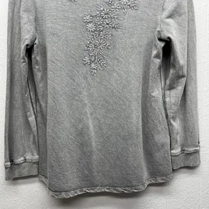 North Style Embroidered Floral Stonewash Sweater Womens Large Boho Whimsigoth thumbnail 4
