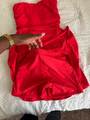 JoyLab Red strapless dress thumbnail 3