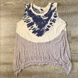 Free People Tie-Dye Sleeveless Top with Crotchet Hem Size Medium thumbnail 1