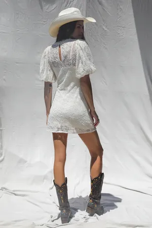 FREE PEOPLE x JEN’S PIRATE BOOTY NWOT VILLANOVA LACE PUFF SLEEVE MINI DRESS MED thumbnail 11