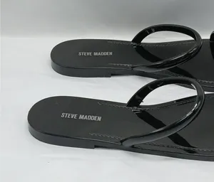 Steve Madden Pike Strappy Jelly Sandals Shoes Womens Size 10 Black Slip On Flats thumbnail 3