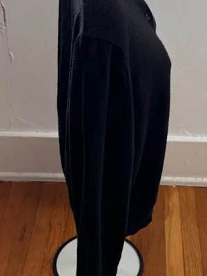 GAP Black wool blend Button-Up Long Sleeve Crew Cardigan, size XL minimalist thumbnail 14
