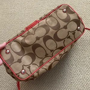 Coach Tan and Red Signature Canvas Shoulder Bag E1361-F21949 Fair Condition thumbnail 5