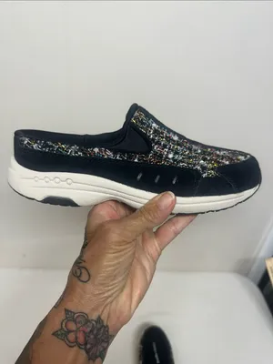Easy Spirit Black Slip-On Loafers with Multicolor Tweed thumbnail 2
