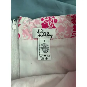 Lilly Pulitzer 100% Cotton Pink and White Mini Skirt Size 6 thumbnail 2