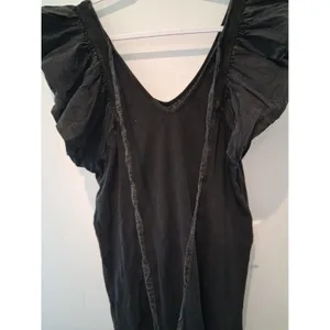 Daily Practice Anthropologie Malibu Creek Dress Cotton Ruffle Black measures Med thumbnail 13