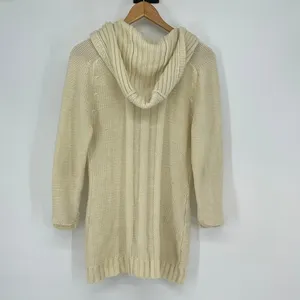 Vintage Monarch Knits Cable‎ Knit Hooded Toggle Cardigan Sweater Ivory Size L thumbnail 2