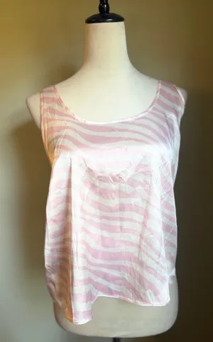 Victoria's‎ Secret pink white zebra Y2K print cami top sleep shirt medium boho thumbnail 1