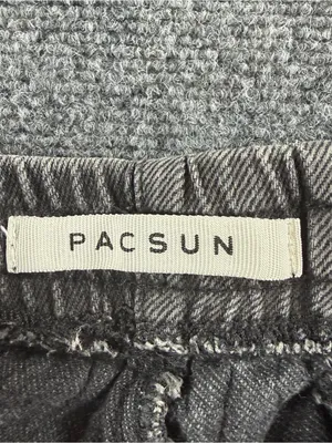 PacSun Volley Shorts Mens Black Denim Stretch Drawstring Pockets Pull On Size M thumbnail 3