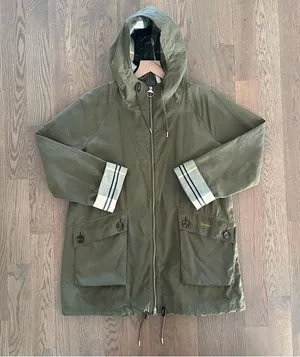 Barbour Keldy Water Resistant Showerproof Tartan Gold Jacket Dusky Green US 8 thumbnail 5