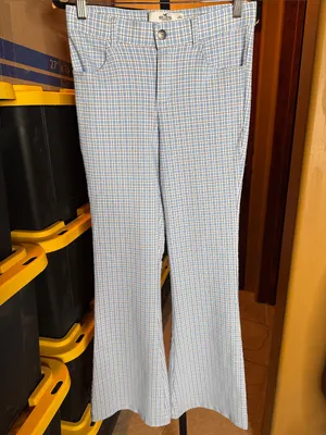 NWOT Hollister High-Rise Plaid Flare Pants Blue White Y2K Retro Stretch Sz Small thumbnail 3