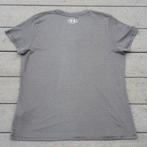 Under Armour Gray Short Sleeve V-Neck Heat Gear Loose Fit Shirt thumbnail 8