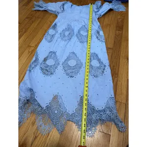 Tuckernuck Ashlyn Midi Lace Linen Cotton Dress in Forget Me Not Blue Size Small thumbnail 7