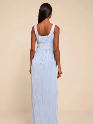 Lulus Ameena Light Blue Plisse Square Neck Sash Maxi Dress Size Large thumbnail 2