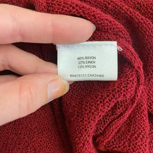 Eileen Fisher‎ Wine Red Linen Blend Open Knit Open Front Ruffle Cardigan Size XS thumbnail 8