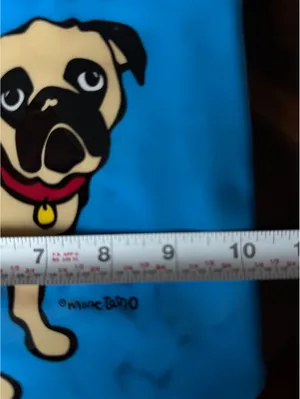 Marc Tetro Pug Dog Blue Vinyl Zip Pouch with Striped Lining thumbnail 5