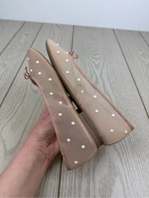 On 34th Women's Friyaa Mesh Ballet Flats 8.5M Nude White Pearl $69.50 thumbnail 3
