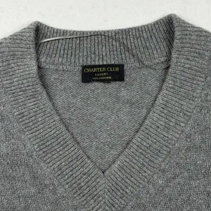 Charter Club Luxury 100% Cashmere Gray Cable Knit V-Neck Sweater XL thumbnail 2