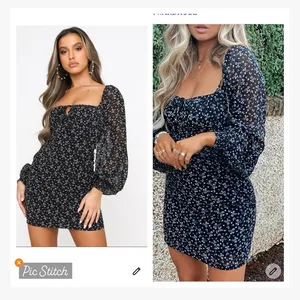 White Fox Marina Mini Dress Black Floral thumbnail 2