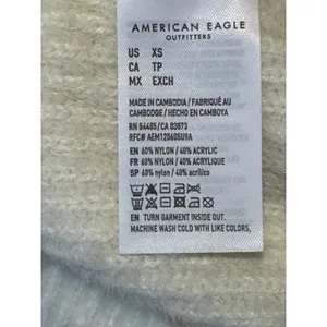 American Eagle Outfitters NWT XS Ribbed Cropped Off Shoulder Sweater Cream thumbnail 8