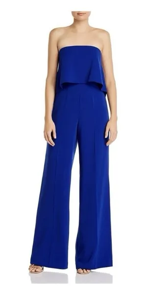NWT‎ JAY GODFREY Womens Stretch Zippered Strapless Evening Wide Leg Jumpsuit thumbnail 1