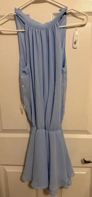 Forever 21 Light Blue Chiffon Sleeveless Ruffle Dress XS thumbnail 1