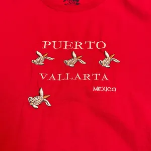 Sol‎ Productos Puerto Vallarta Mexico Turtle Embroidered Tourist Red T-Shirt XL thumbnail 3