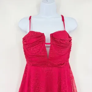 Layered with Love Mini Lace Dress Sz M New Red Hoco Coquette Corsette Fit Flare thumbnail 3