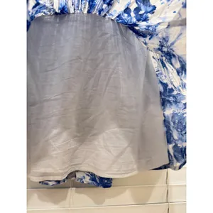 Abercrombie & Fitch Elan Drop Waist Strapless Dress Small Tall Blue White Floral thumbnail 2