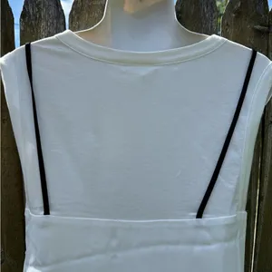 NWT Anthropologie Maeve Lace T-Shirt Dress Black White XS thumbnail 9