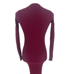 STAUD Shoko Ribbed Knit‎ Button Front Maxi Dress Burgundy XS thumbnail 14