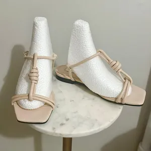 Reiss Bacton nude strappy flat leather sandals thumbnail 1