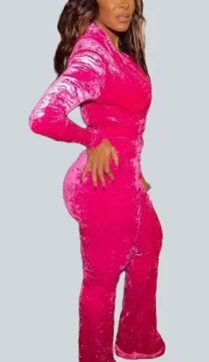 Ceceve Pink Velvet Lounge Set thumbnail 2