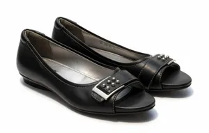 Ecco Black Leather Open Toe Heeled Pumps‎ Buckle Embellished Size 39 thumbnail 1