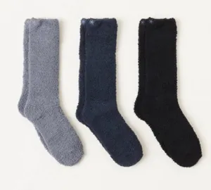 Barefoot Dreams CozyChic 3 Pair Socks Set in black multi, NEW GIFTBOX thumbnail 1