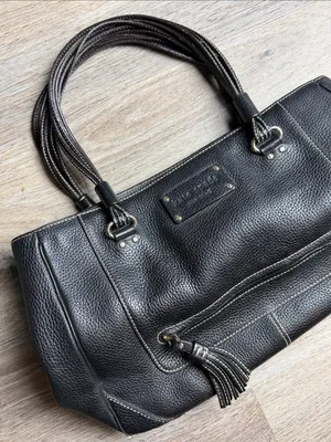 Kate Spade New York Foster Crossing Rue Satchel Black Pebbled Leather Tote Bag thumbnail 3