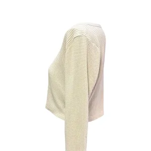 Madewell Women's Cream Waffle Knit Long Sleeve Crop Top Size L thumbnail 7