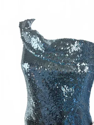 Macy's Slim Blue Sequin One-Shoulder Mini Dress thumbnail 2