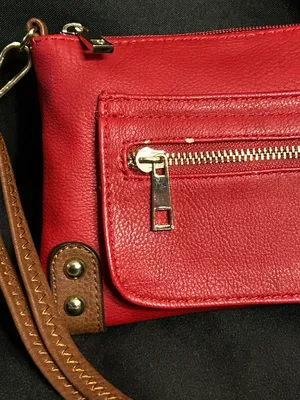 Women’s Red & Floral Crossbody Bag With Brown Strap Shoulder Purse thumbnail 4