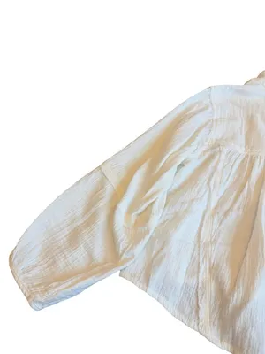 We The Free Ivory Cotton Gauze Popover Blouse Long Sleeve V Neck Small Women's thumbnail 8