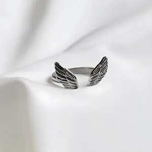Angel Wings Ring – Adjustable Silver Tone Angelic Jewelry, Dainty Gift Piece thumbnail 2