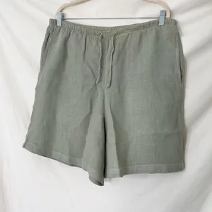 100% Linen Loose Fit Drawstring Sage Green Shorts Bay Street Clothing Size M thumbnail 2