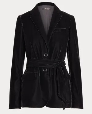 Lauren Ralph Lauren Belted Velvet Blazer Size 4 New with Tags thumbnail 1