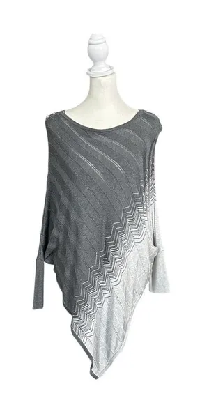 White House Black Market Ombre Metallic Batwing Sleeve Knit Poncho Medium Petite thumbnail 1