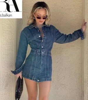 Zara Nwt Denim Trf Dress thumbnail 1