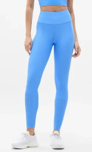 New Athleta M Interval Perforated Cornflower Blue Leggings Medium Regular thumbnail 1