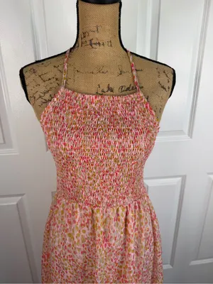 Koko + Mason Floral Halter Maxi Dress Size XL NWOT Open Back Smocked Boho thumbnail 6