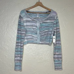 Daily Practice Anthropologie Cozy Cardigan Pastel Cropped Soft Girl Women XL NWT thumbnail 2