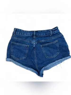 SHEIN Medium white daisy embroidered denim shorts Blue thumbnail 2
