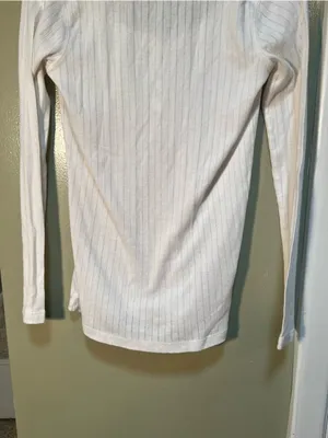 Eddie Bauer Women's Size Small Scoop Neck Henley Top White Lace Ribbed Cotton thumbnail 7